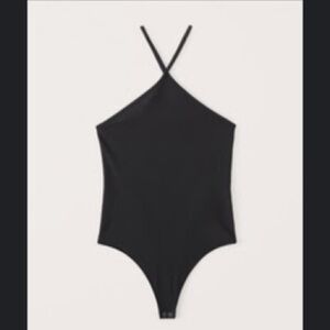 Abercrombie seamless fabric black halter bodysuit